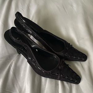 Vintage corset tied kitten heels